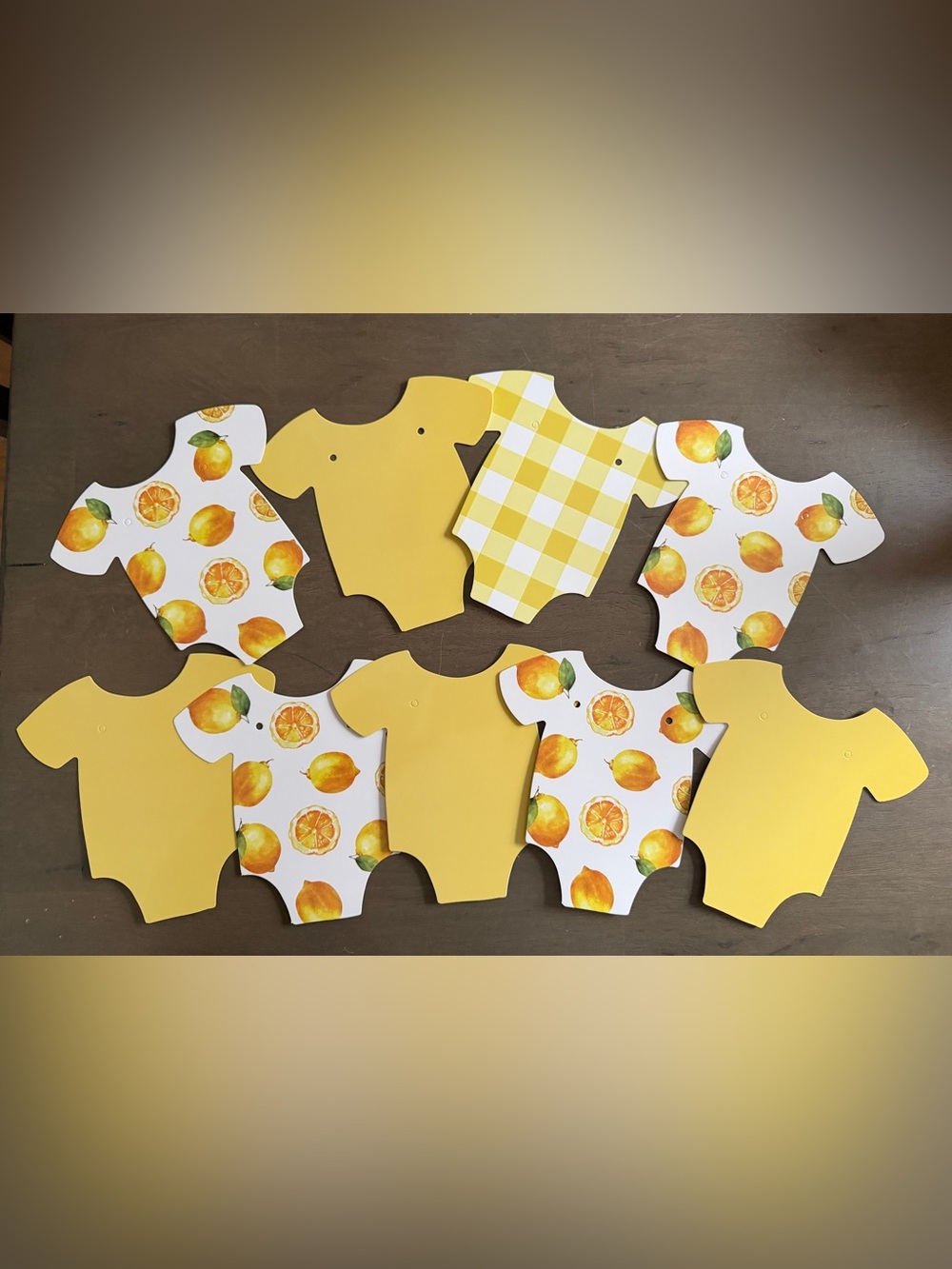 Lemon Citrus Yellow Baby Onesie Paper Cutouts - Pack of Decorative Party Accents